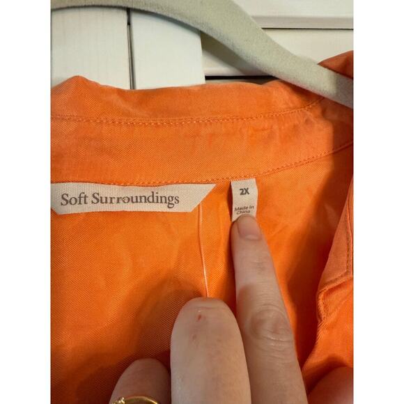 Soft Surroundings Orange Short Sleeve Button Down Shirt Sz 2X - Picture 3 of 5